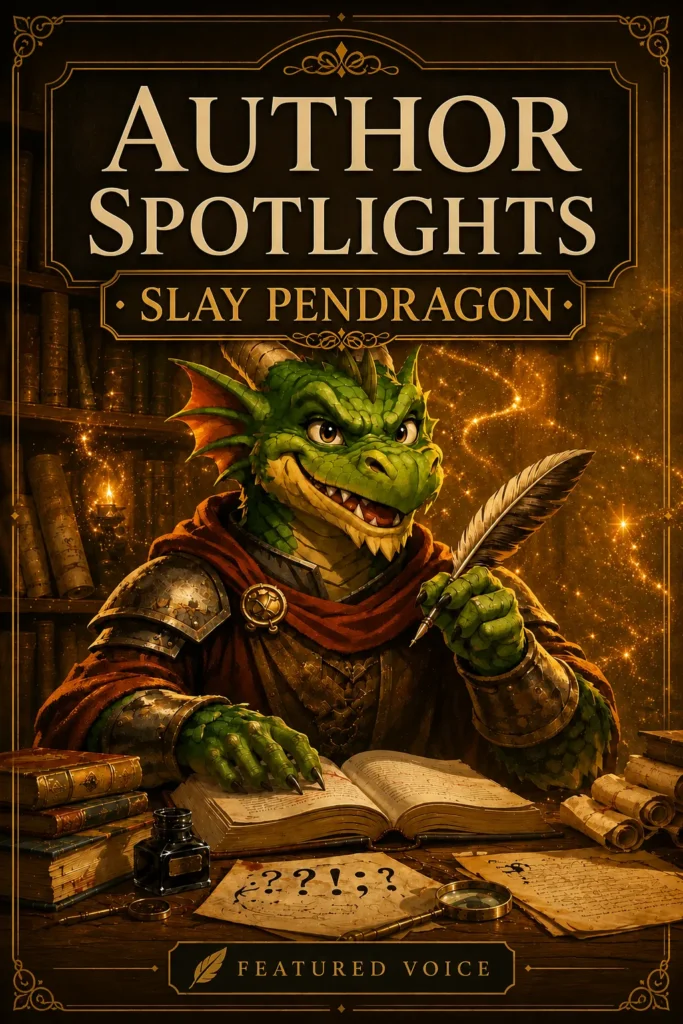 Author Spotlight featuring Slay Pendragon, Pen Odyssey's grammar knight and dragon scholar